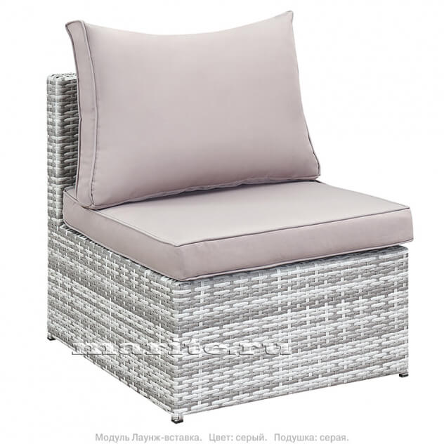 Комплект мебели из искусственного ротанга Лаунж-7 (Lounge-7) (цвет: серый) (подушки: серые) - вид 3 миниатюра