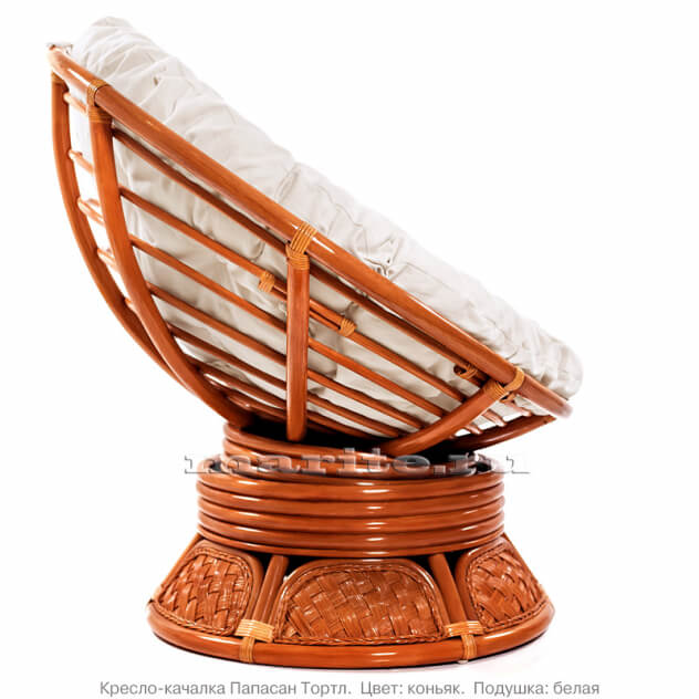 Кресло-качалка вращающееся из натурального ротанга Папасан Тортл (цвет: коньяк) - вид 1 миниатюра