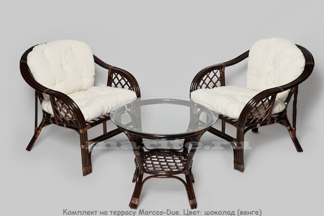 Комплект мебели для террасы Маркос-Дуэт (Marcos-Due) тройного плетения (цвет: шоколад) - вид 7 миниатюра