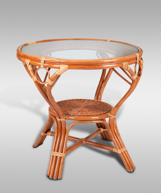 Стол обеденный из натурального ротанга Ява Викер диаметр 83 см 02/09A (цвет: коньяк) - вид 3 миниатюра