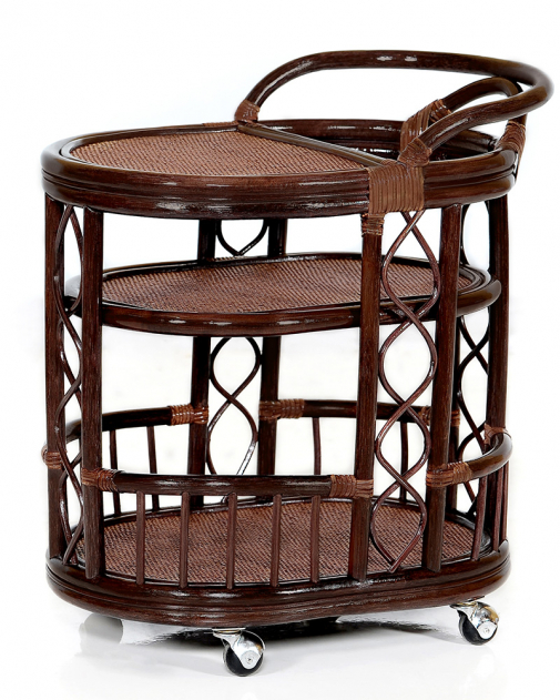 Столик сервировочный с тремя полками на колёсах (цвет: шоколад)