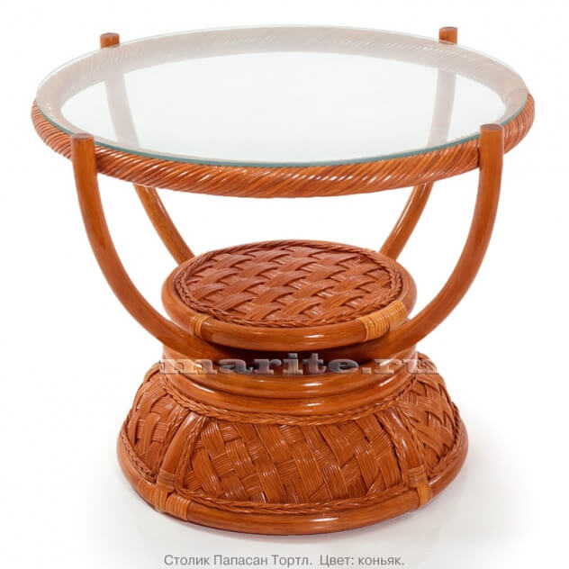 Столик из натурального ротанга Тортл (диаметр: 60 см) (цвет: коньяк)