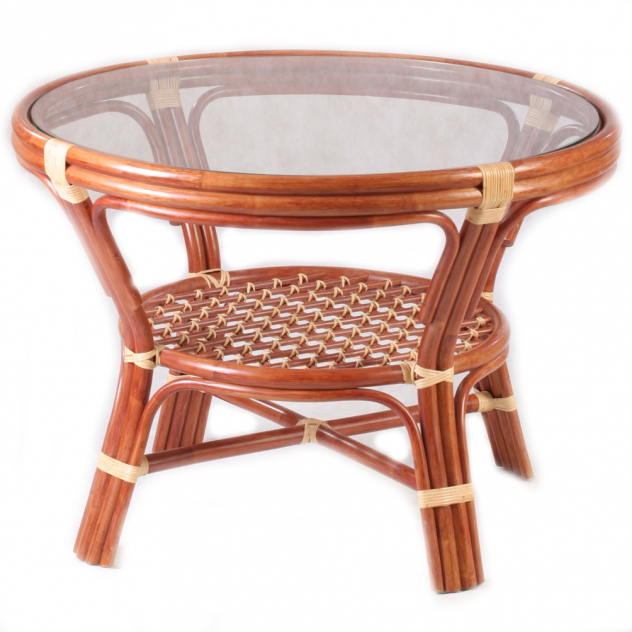 Стол обеденный из натурального ротанга Ява диаметр 104 см (22/02) (цвет: коньяк)