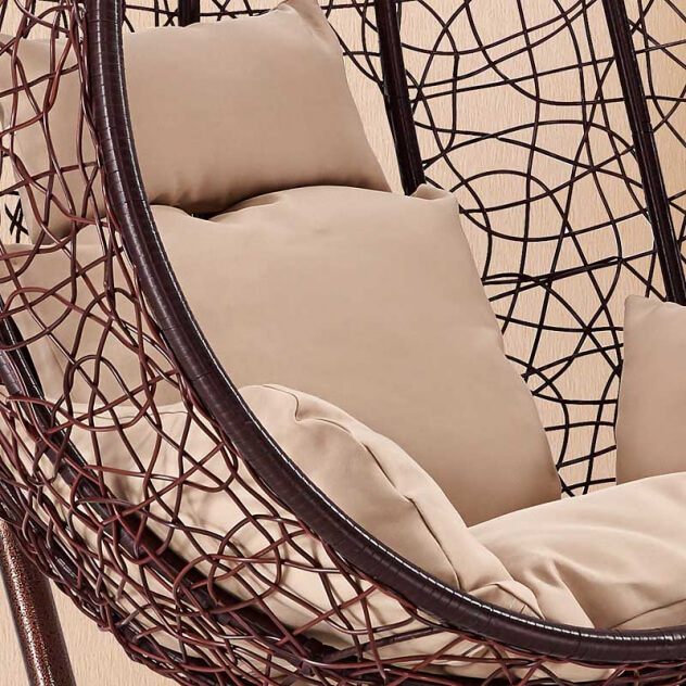Подвесное кресло качели плетёное Фреско Макси 110 х 117 (цвет: шоколад) - вид 5 миниатюра