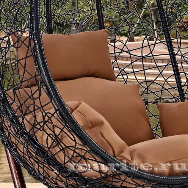 Подвесное кресло качели плетёное Винд Арм (цвет: чёрный) - вид 5 миниатюра