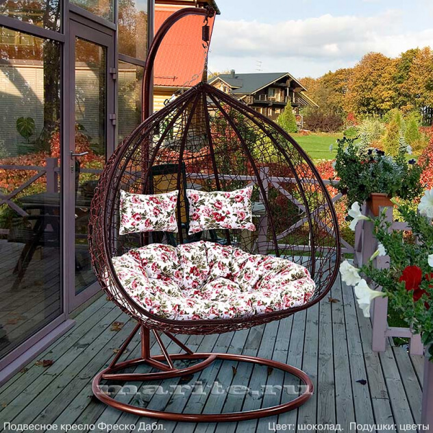 Подвесное кресло-диван качели плетёное Фреско Дабл 120 х 130 (цвет: шоколад) - вид 7 миниатюра