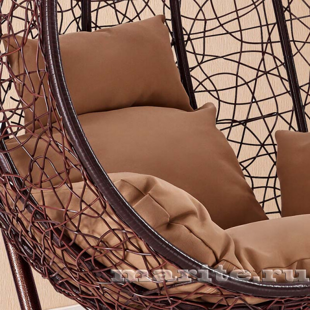 Подвесное кресло-диван качели плетёное Фреско Дабл 120 х 130 (цвет: шоколад) - вид 11 миниатюра