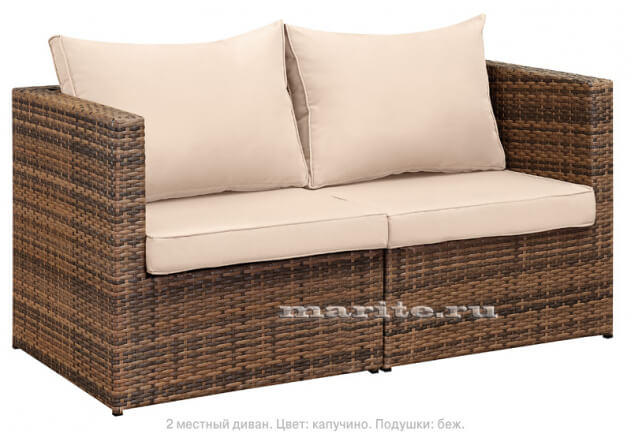Комплект мебели из искусственного ротанга Лаунж Релакс (Lounge Relax) (цвет: капучино) (подушки: бежевые) - вид 7 миниатюра
