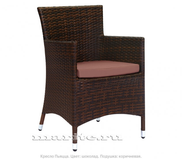 Кресло из искусственного ротанга Пьяцца (Piazza) (цвет: шоколад) (подушка: коричневая)