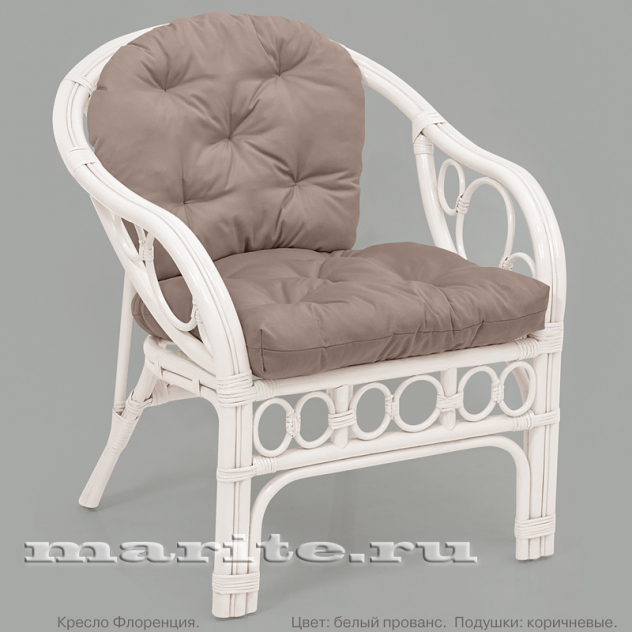 Комплект мебели для гостиной из натурального ротанга Флоренция Трио (Florence Trio) (цвет: белый прованс) - вид 1 миниатюра