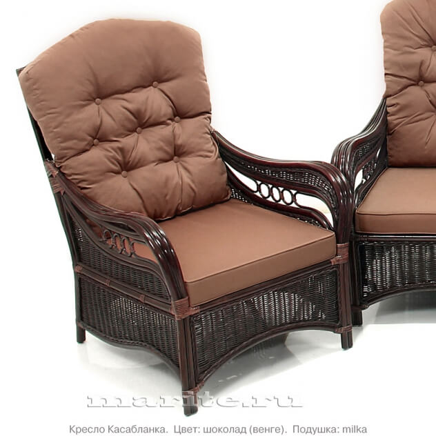 Комплект мебели из натурального ротанга Касабланка Трио (Casablanca Trio) (цвет: шоколад) (подушки: коричневая милка) - вид 1 миниатюра
