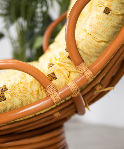 Кресло-качалка из натурального ротанга Папасан Челси вращающийся (цвет: коньяк) - вид 9 миниатюра
