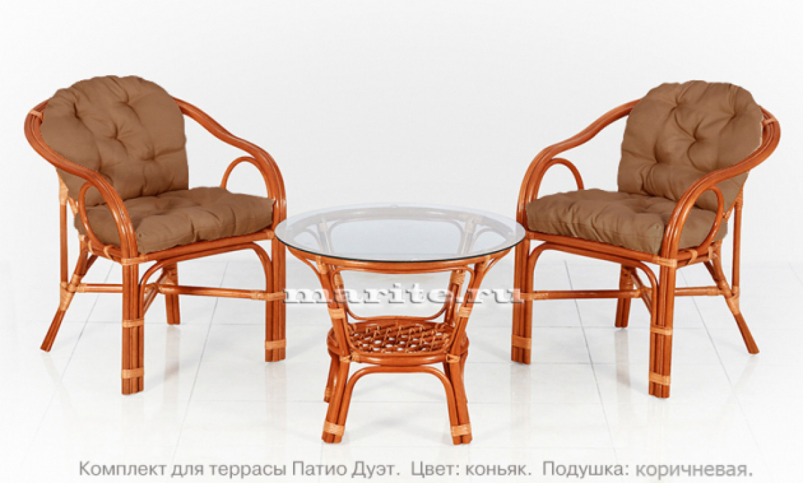 Комплект мебели для террасы из натурального ротанга Патио Дуэ (Patio Due) (цвет: коньяк, шоколад) Комплект мебели для террасы из натурального ротанга Патио Дуэ (Patio Due) (цвет: коньяк, шоколад)