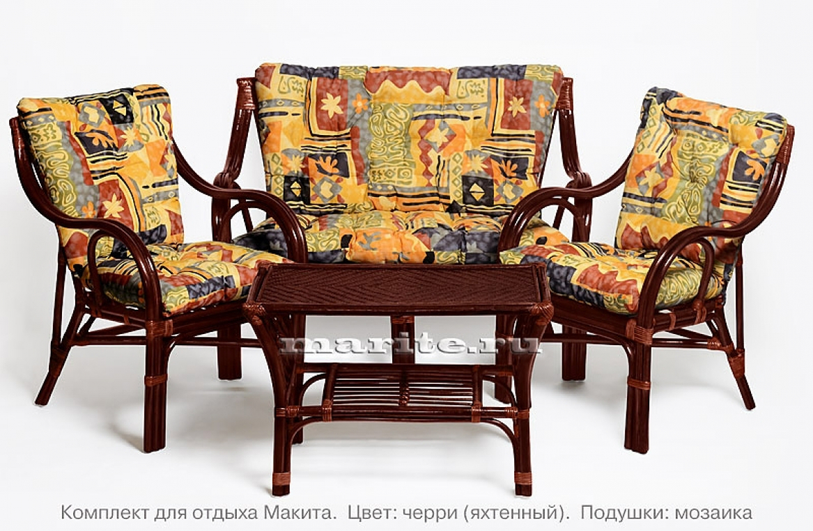 Комплект мебели из натурального ротанга Макита (Makita) (цвет: коньяк, черри, шоколад) Комплект мебели из натурального ротанга Макита (Makita) (цвет: коньяк, черри, шоколад)
