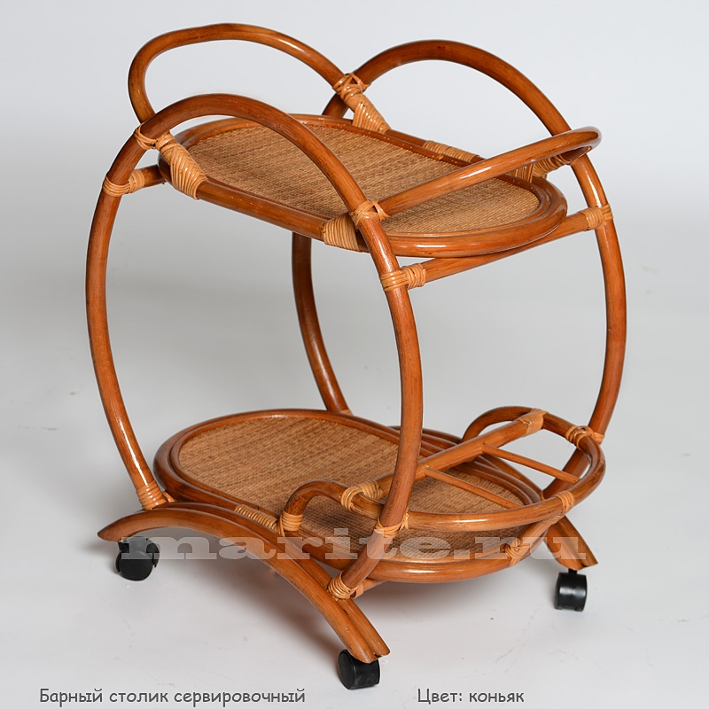Барный столик сервировочный на колёсах (цвет: коньяк)
