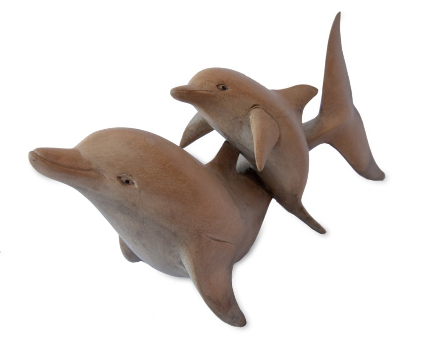 Фигурка "Дельфины (пара)" из ценных пород дерева (20 см)