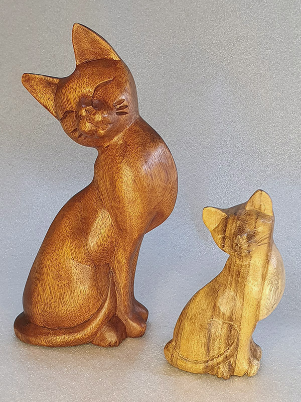 Фигурки "Кошка и котёнок" из ценных пород дерева (10 и 20 см)