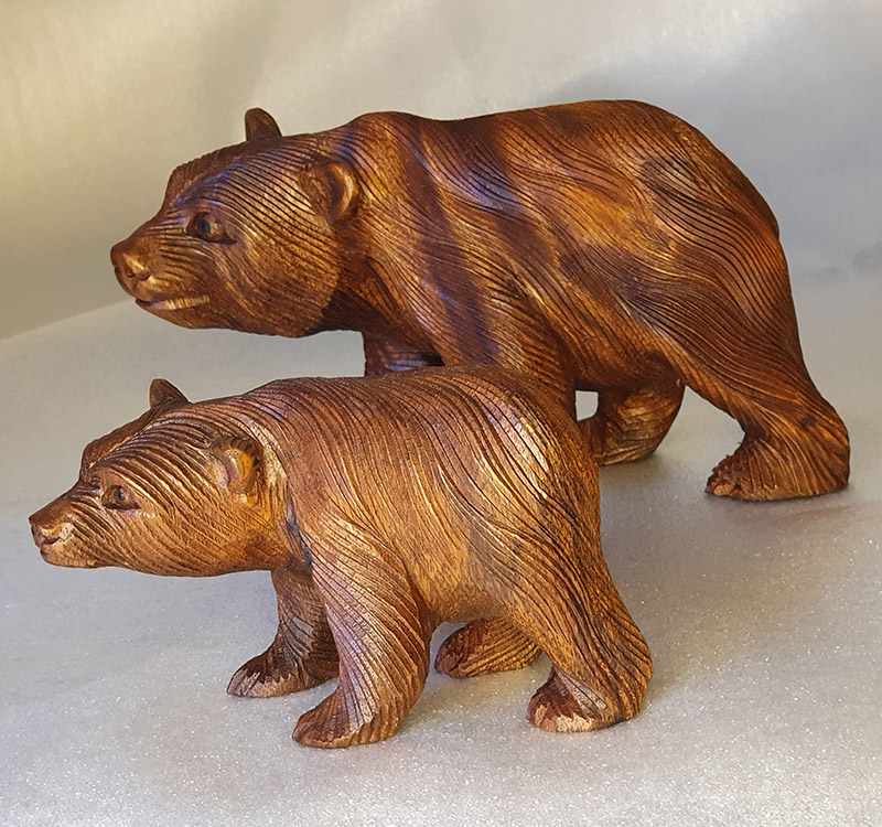 Фигурки "Медведи (пара)" из ценных пород дерева (10 см и 20 см)