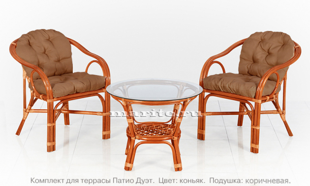 Комплект мебели для террасы из натурального ротанга Патио Дуэ (Patio Due) (цвет: шоколад)