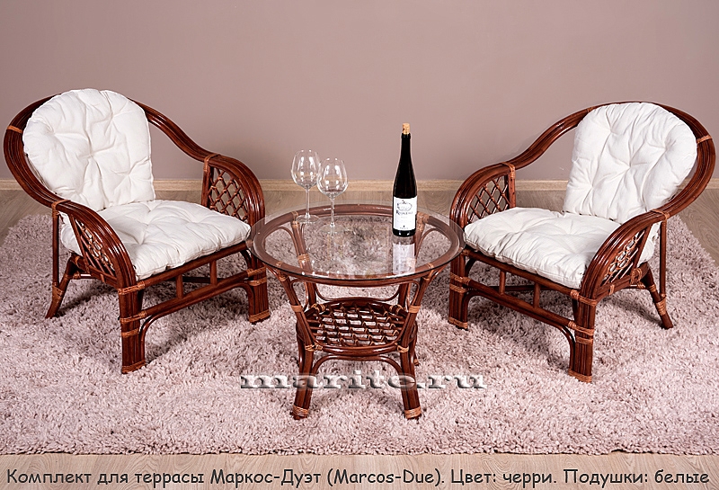 Комплект мебели для террасы Маркос-Дуэт (Marcos-Due) тройного плетения (цвет: черри)