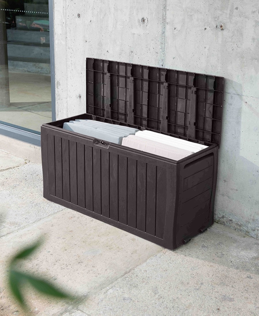 Сундук садовый пластиковый с замком Гарденбокс L (Gardenbox L) (цвет:  шоколад) в Кинешме купить по цене 10 957 р. старая цена 15 957 р.