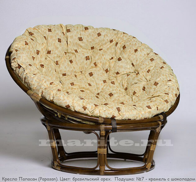 Кресло-качалка из натурального ротанга ПАПАСАН ВРАЩАЮЩИЙСЯ (цвет: коньяк, черри, орех,) - вид 4 миниатюра