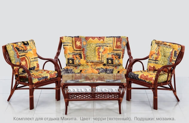 Комплект мебели для отдых Макита Премиум (Makita Premium) (цвет: коньяк, черри, шоколад) - вид 1 миниатюра