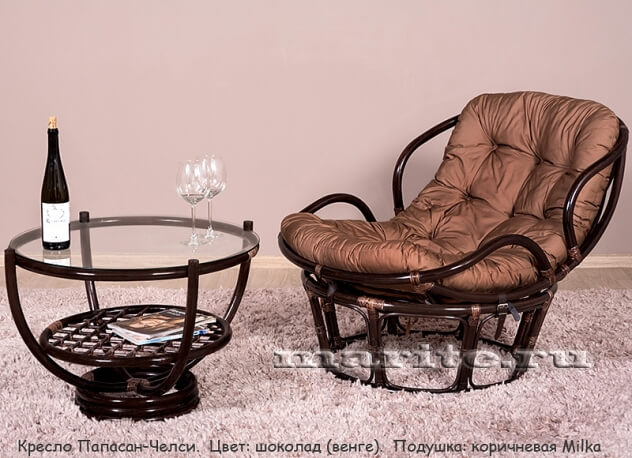 Кресло из натурального ротанга Челси ПАПАСАН  (цвет: коньяк, орех,  шоколад)