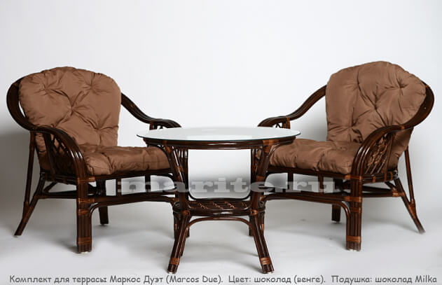 Комплект мебели для террасы Маркос-Дуэт (Marcos-Due) тройного плетения ( цвет: коньяк, черри, шоколад)