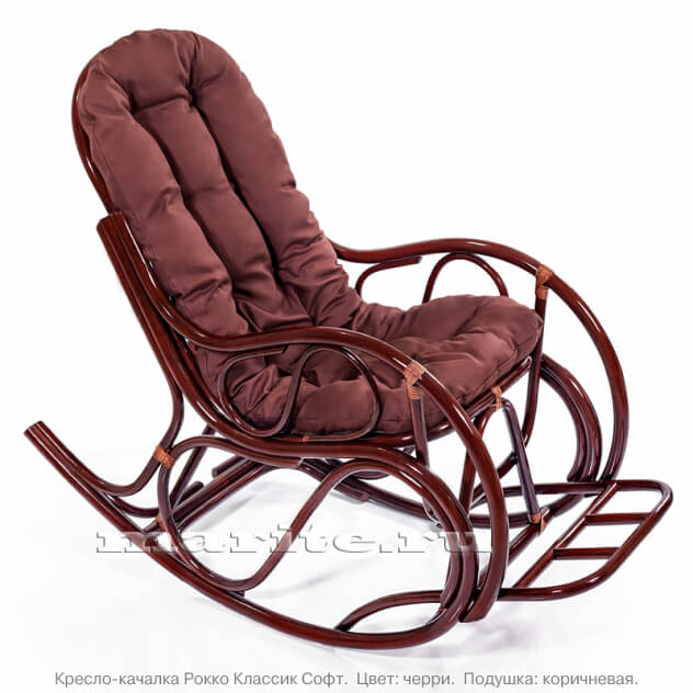 Кресло-качалка Рокко Классик Софт (цвет: коньяк, черри, орех, шоколад) - вид 3 миниатюра