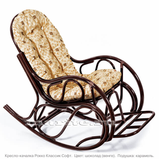 Кресло-качалка Рокко Классик Софт (цвет: коньяк, черри, орех, шоколад) - вид 4 миниатюра
