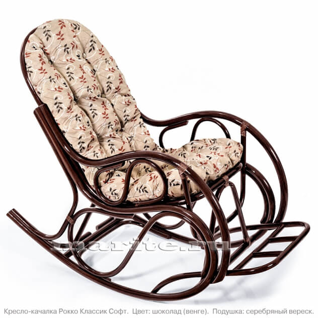 Кресло-качалка Рокко Классик Софт (цвет: коньяк, черри, орех, шоколад) - вид 5 миниатюра