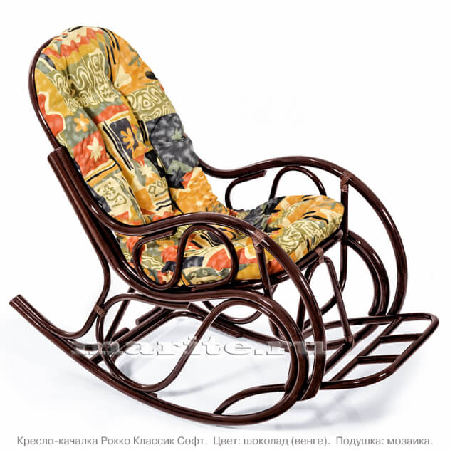 Кресло-качалка Рокко Классик Софт (цвет: коньяк, черри, орех, шоколад) - вид 7 миниатюра
