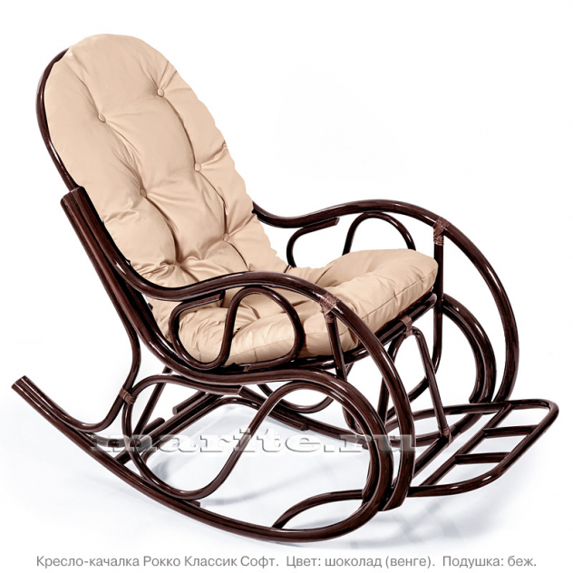 Кресло-качалка Рокко Классик Софт (цвет: коньяк, черри, орех, шоколад) - вид 9 миниатюра