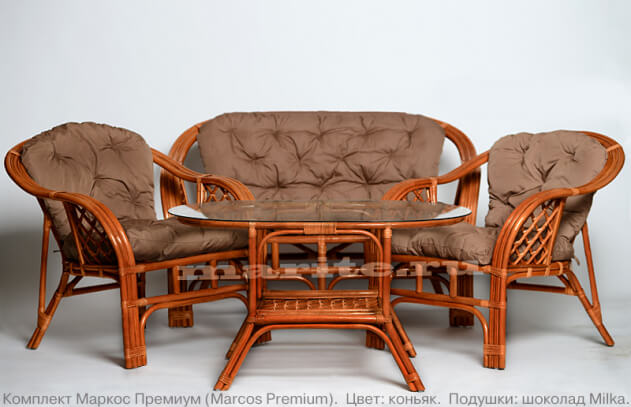 Комплект мебели из натурального ротанга Маркос Премиум (Marcos Premium) (цвет: коньяк, черри) - вид 1 миниатюра