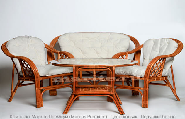 Комплект мебели из натурального ротанга Маркос Премиум (Marcos Premium) (цвет: коньяк, черри) - вид 3 миниатюра
