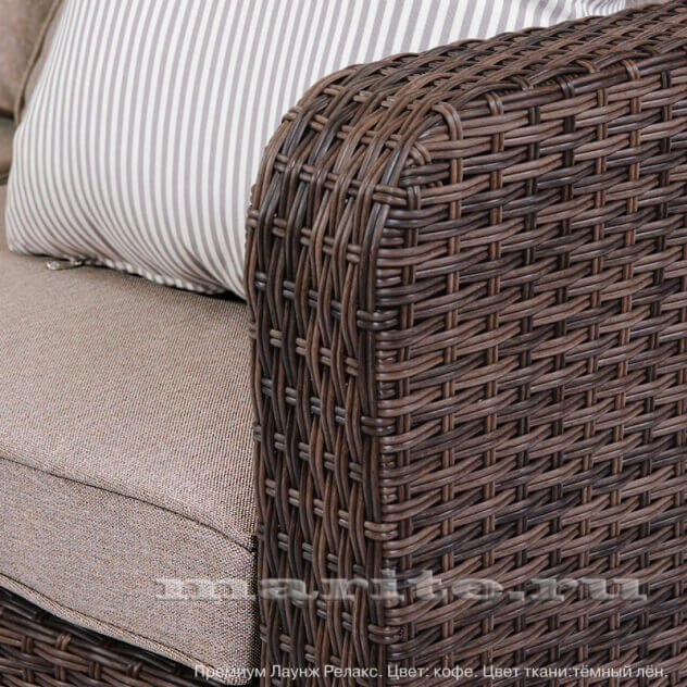 Комплект мебели из искусственного ротанга Премиум Лаунж-8 (Premium Lounge-8) (цвет: кофе) (подушки: тёмный лён) - вид 3 миниатюра