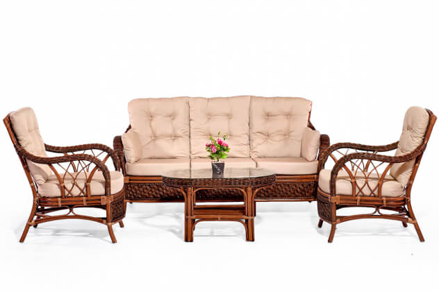 Комплект мебели для гостиной из натурального ротанга Империал (Imperial) (цвет: орех пекан)