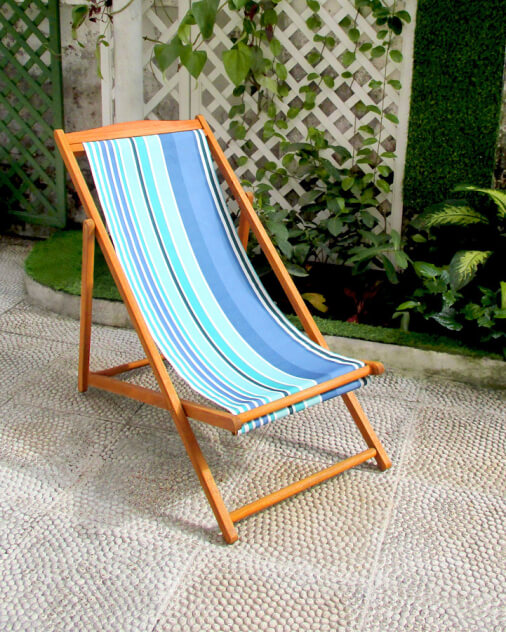 Складное кресло из акации и текстиля Гринвилл Текстайл (Greenville Textile Chair) (светлая акация, текстиль в полоску)