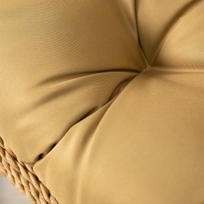 Подвесное кресло качели плетёное Сафира Премиум KD (цвет: пшеничный, подушка коричневая) - вид 9 миниатюра