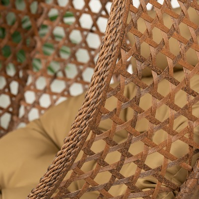 Подвесное кресло качели плетёное Сафира Премиум KD (цвет: коричневый, подушка коричневая) - вид 1 миниатюра