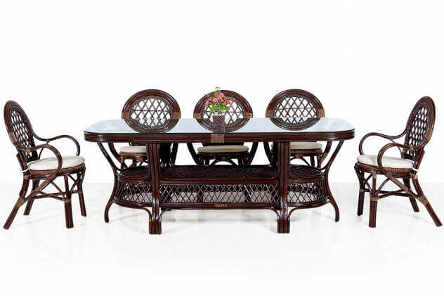 Обеденный комплект мебели из натур. ротанга Ява-8 (Java-8) (цвет: коньяк, шоколад) - вид 9 миниатюра