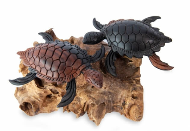 Фигурка "Черепахи чёрные (пара)" из ценных пород дерева (15 см)