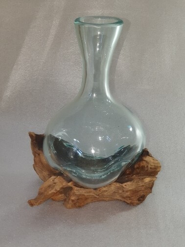 Стеклянная ваза на корнях из ценных пород дерева (25 см) - вид 2 миниатюра