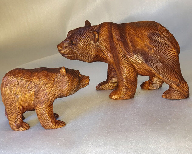 Фигурки "Медведи (пара)" из ценных пород дерева (10 см и 20 см) - вид 1 миниатюра