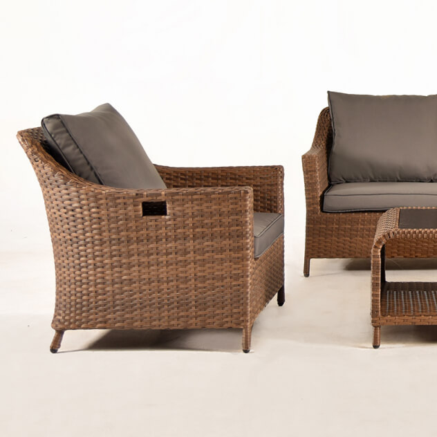 Комплект мебели из искусственного ротанга Рио (Rio) (цвет: коричневый меланж) (подушки: серые) - вид 1 миниатюра
