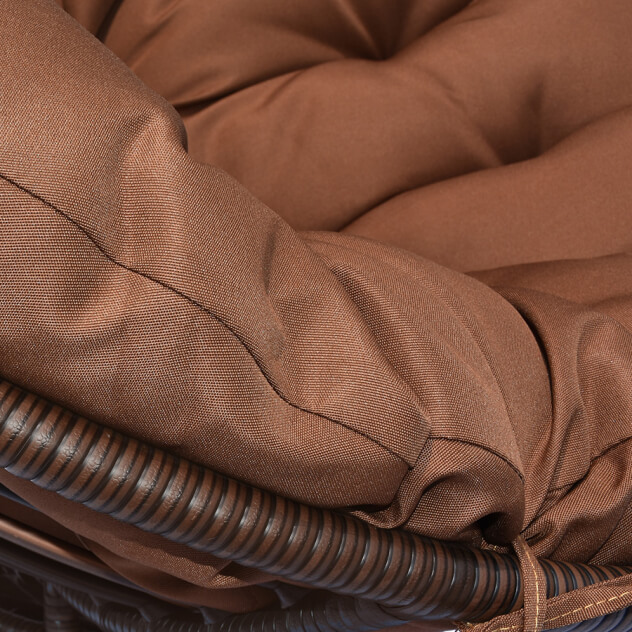Кресло из искусственного ротанга ПАПАСАН ВРАЩАЮЩИЙСЯ (цвет: тёмно-коричневый, подушка коричневая) - вид 1 миниатюра