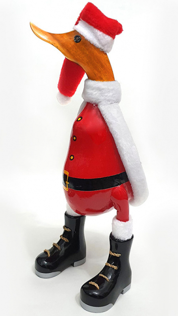 Фигурка "Утка в костюме Деда Мороза" из ценных пород дерева (25 см). - вид 1 миниатюра