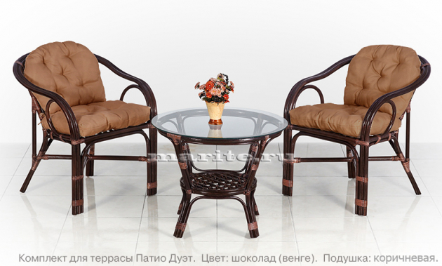 Комплект мебели для террасы из натурального ротанга Патио Дуэ (Patio Due) (цвет: шоколад) - вид 3 миниатюра