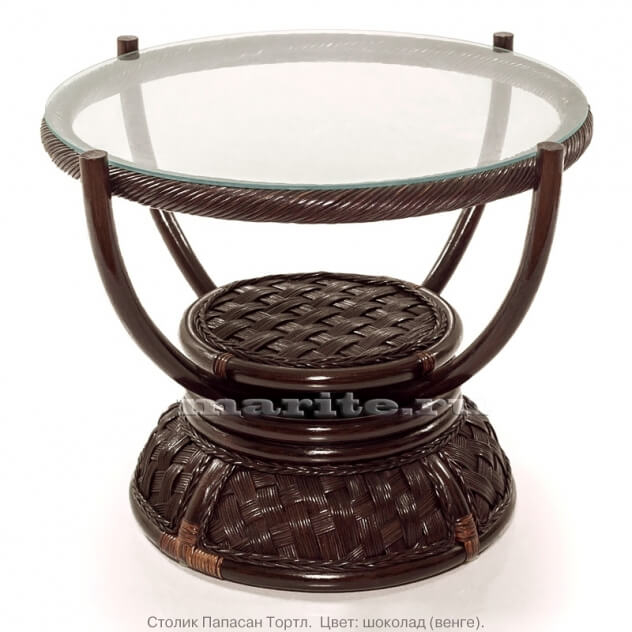Столик из натурального ротанга Тортл (диаметр: 60 см) (цвет: шоколад)